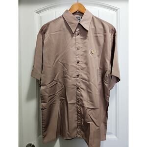 Saxifon Western Satin Shirt Embroidered Cowboy Hat & Rope Men's Medium Tan